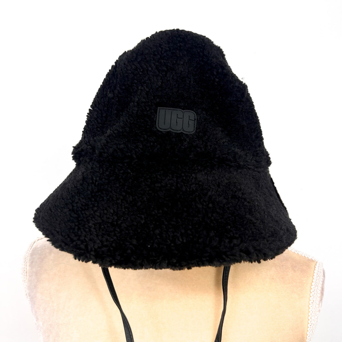UGG Fluff Microfur Lined Bucket Hat Small Medium Black NWOT