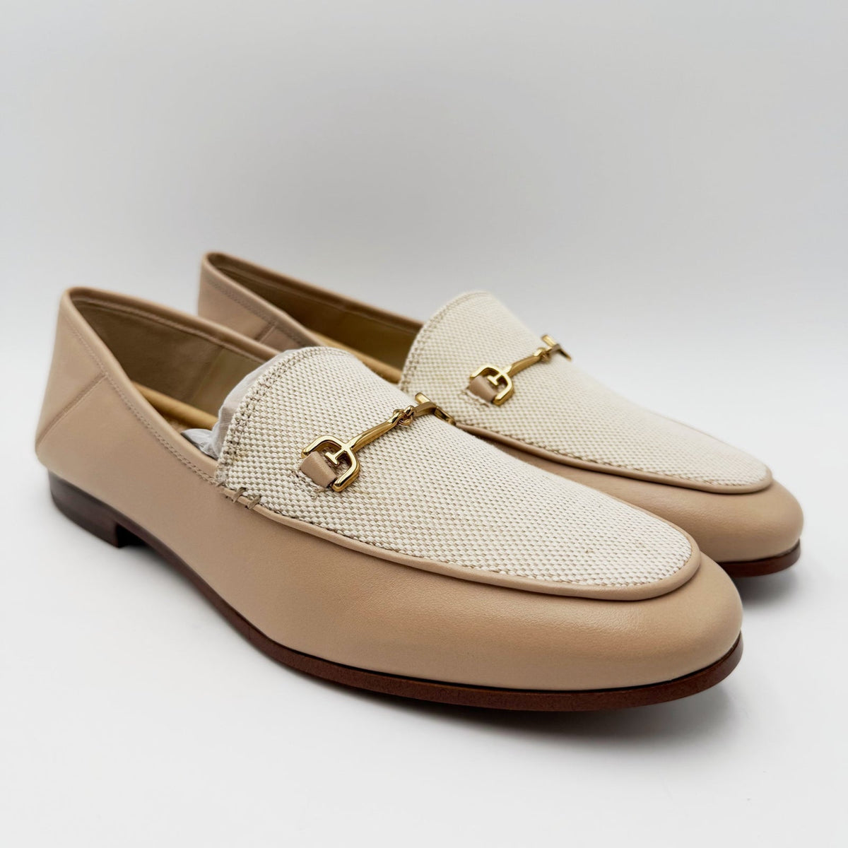 Sam Edelman Womens Loraine Bit Loafers Size 7.5 Beige Sand Canvas NWOB