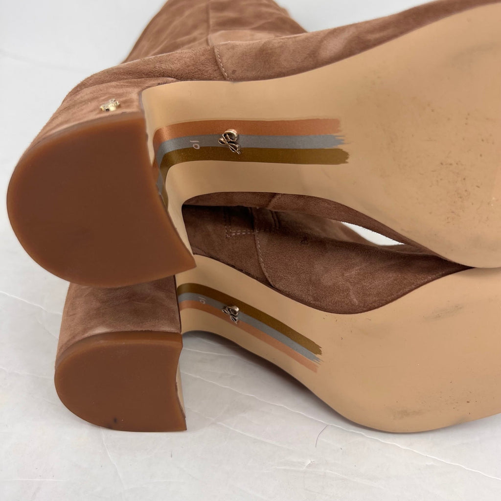 Sam Edelman Womens Hiltin Knee High Boots Size 10 EU 40 Tan Praline Suede NWOB