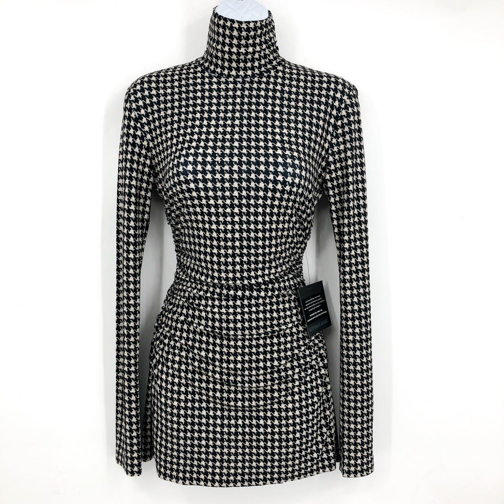 NORMA KAMALI Long Sleeve Turtleneck Pickleball Dress XS/34 Large Houndstooth NWT