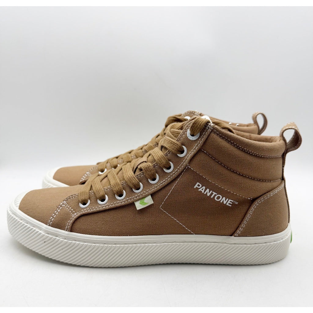 Cariuma OCA High Top Sneakers Mens 9 Womens 10.5 Tan Brown Canvas Contrast NIB