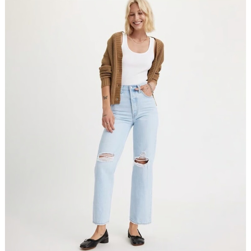 LEVI'S Women's Ribcage Straight Ankle Jeans 29x27 US 8 Light Wash 72693-0110 NWT