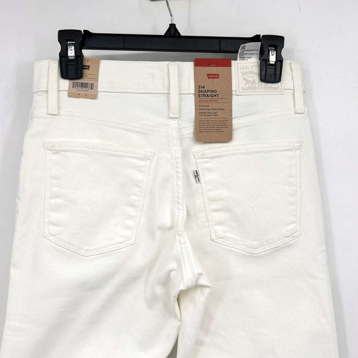 LEVI'S Women's 314 Shaping Straight Jeans 27x32 US 4 Clean White Stretch NWT
