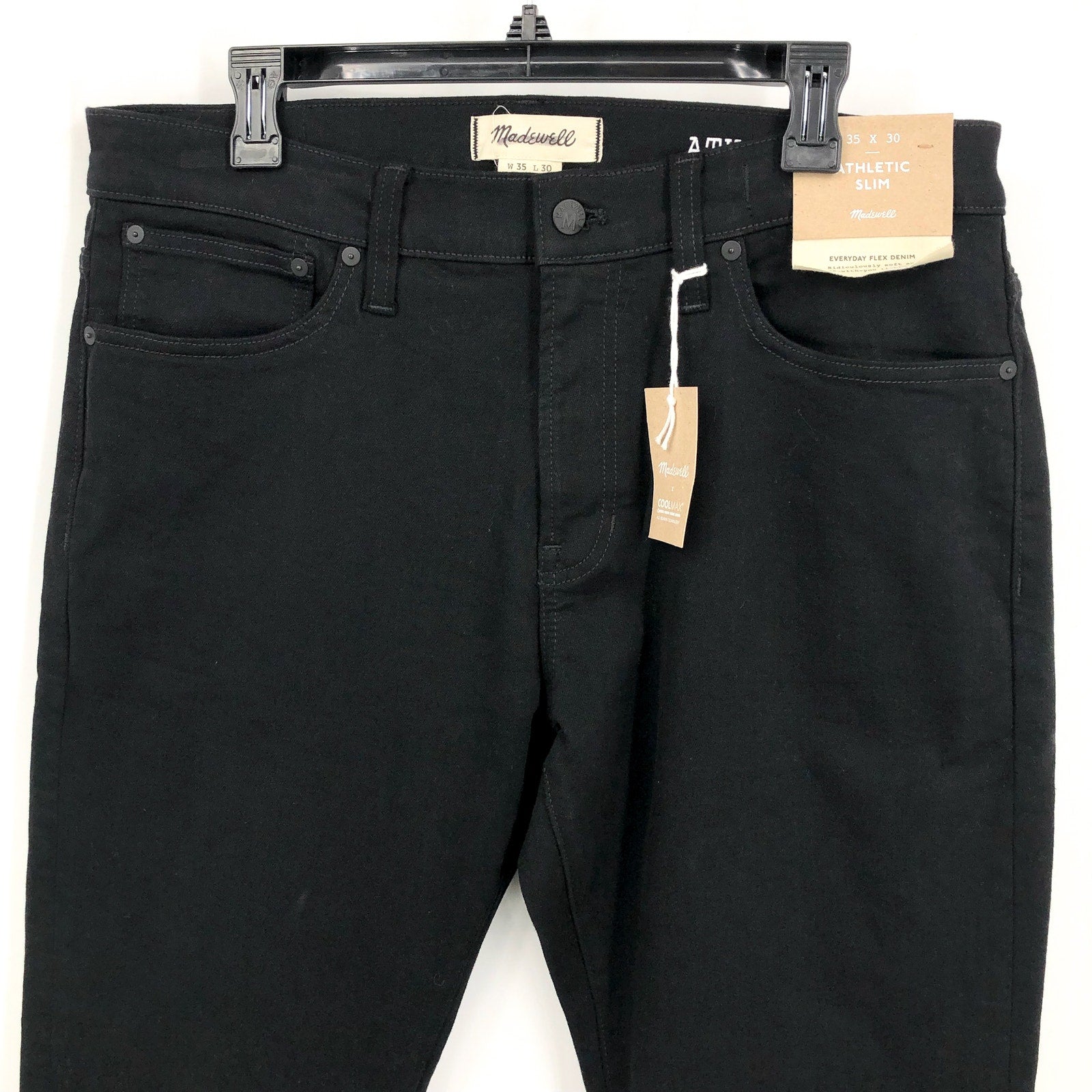 MADEWELL Men's Athletic Slim Jeans 35x30 Black Bainhart COOLMAX ND478 NWT
