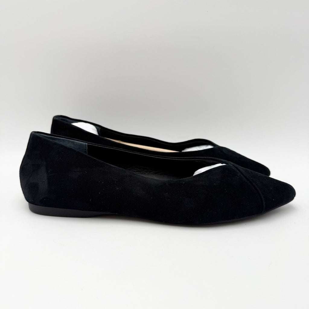Birdies Womens The Goldfinch 15 Ballet Flat Size 7 Black Suede Pointed Toe NWOB