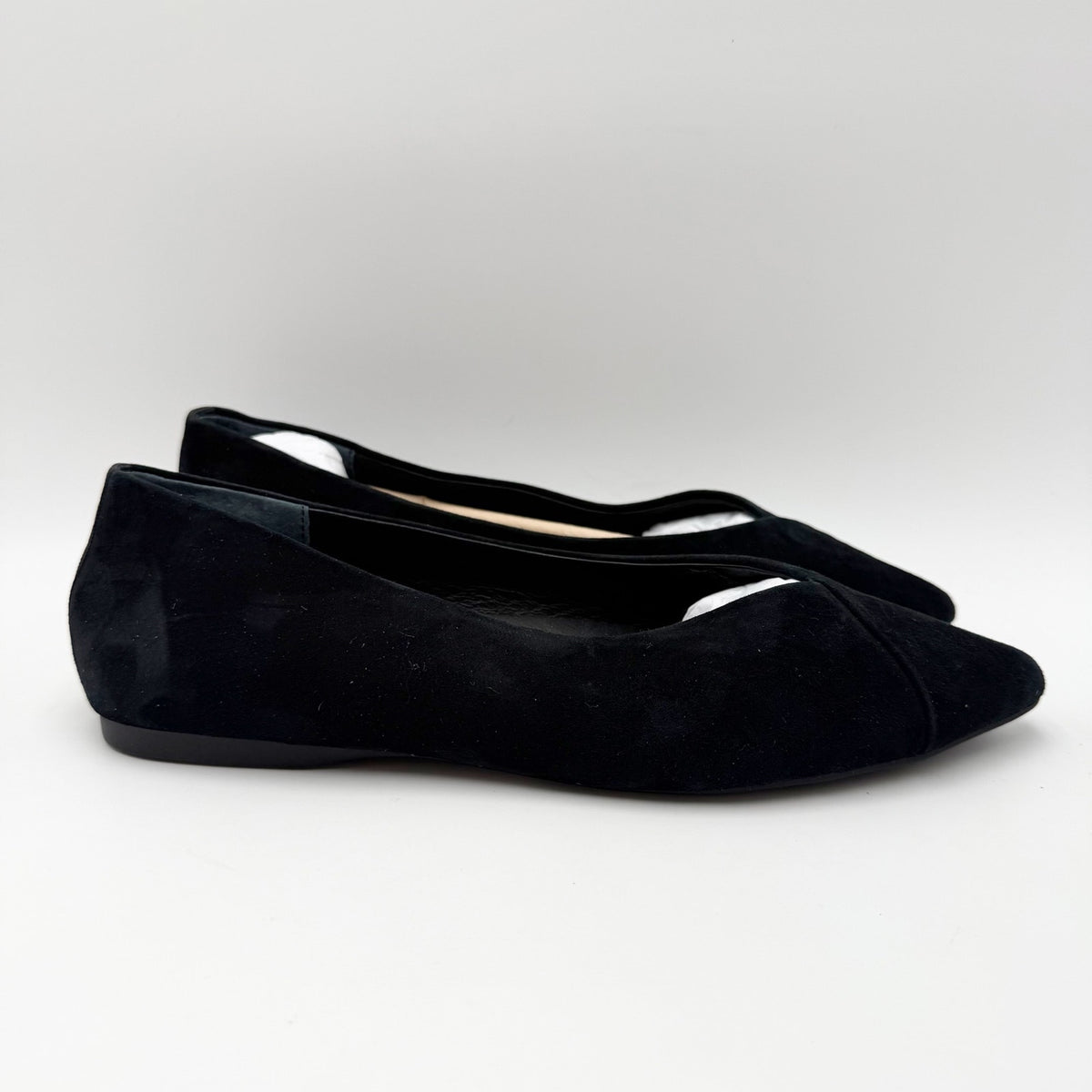 Birdies Womens The Goldfinch 15 Ballet Flat Size 7 Black Suede Pointed Toe NWOB