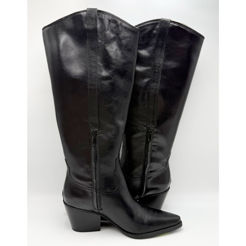 Sam Edelman Womens Wyatt Knee High Boots US 7.5 M Wide Calf Black Leather NWOB