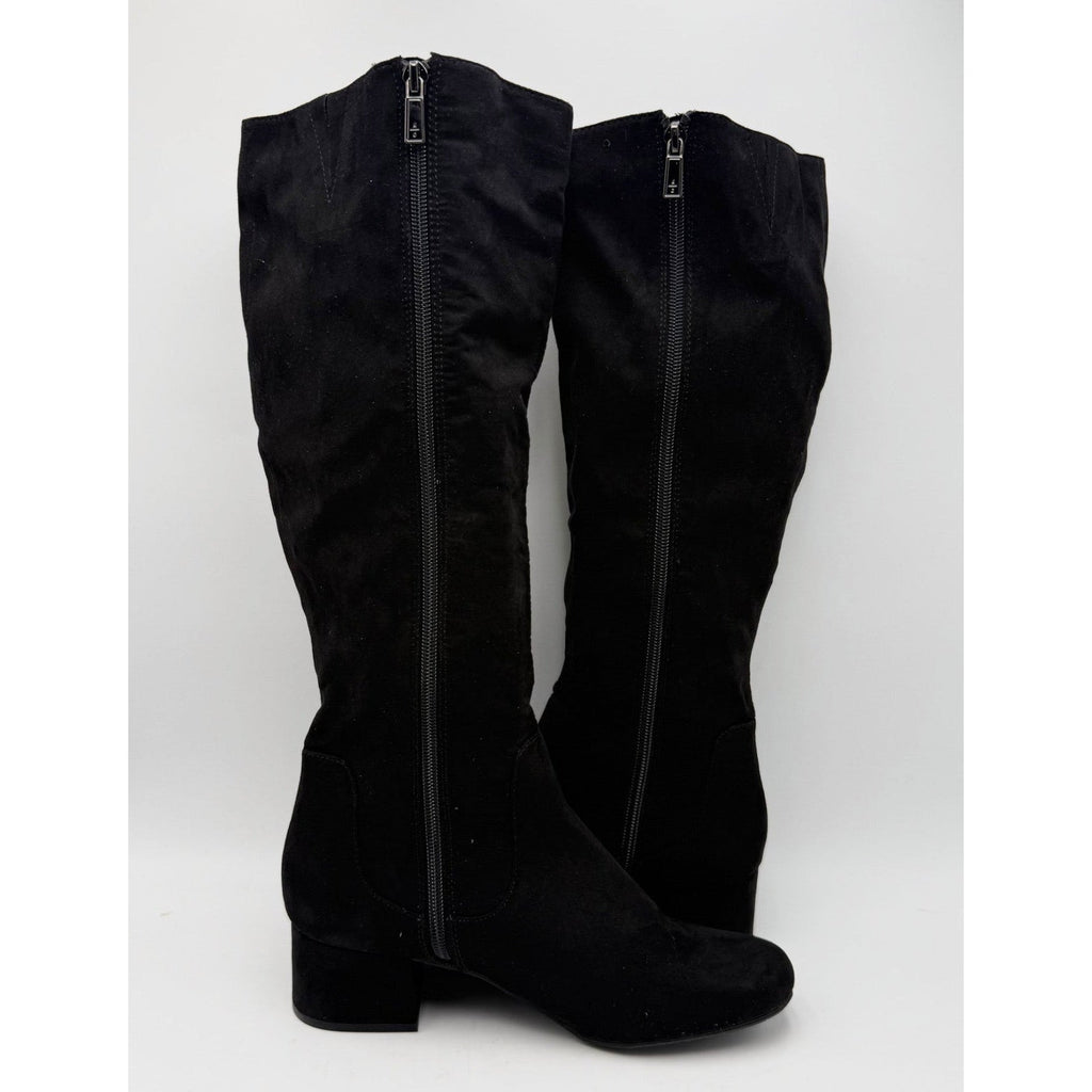 Kenneth Cole Reaction Womens Road Tall Boots Size 8 EU 39 Black Faux Suede NWOB