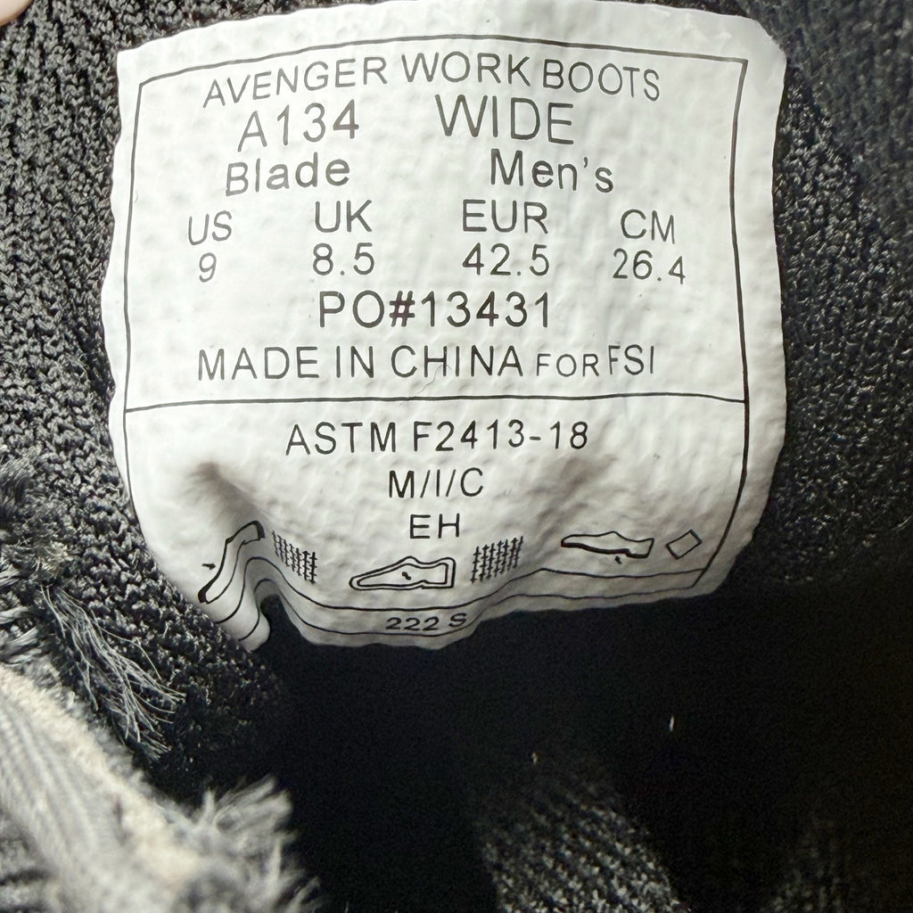 Avenger Mens Blade 3 Eye Low Work Shoes 9 WIDE Black Comp Toe A134 SR EH NIB