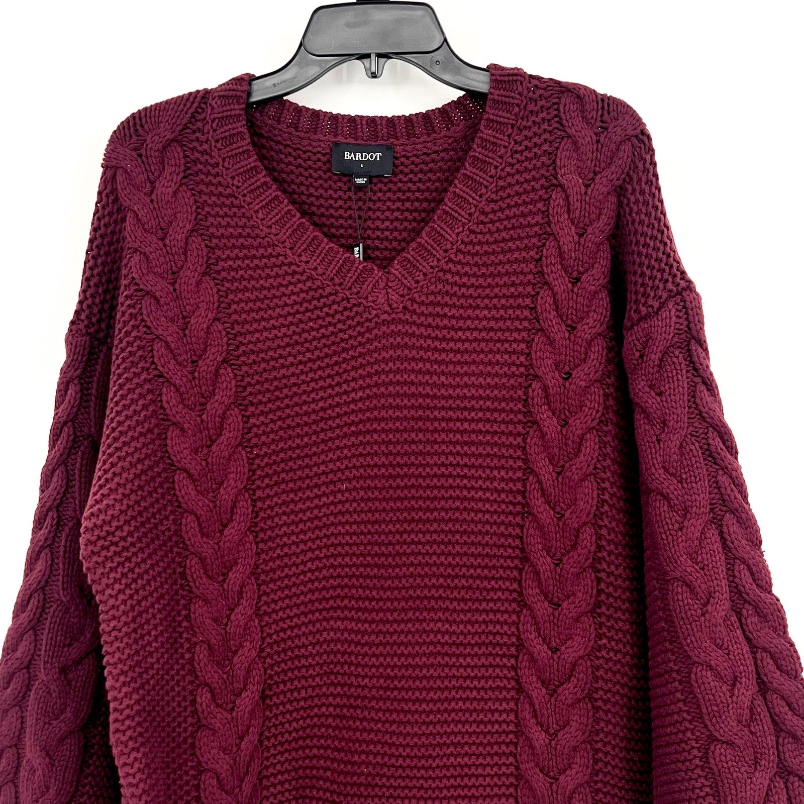 BARDOT Women's Bell Knit Sweater Dress Size 8 Burgundy Red Long Sleeve NWT