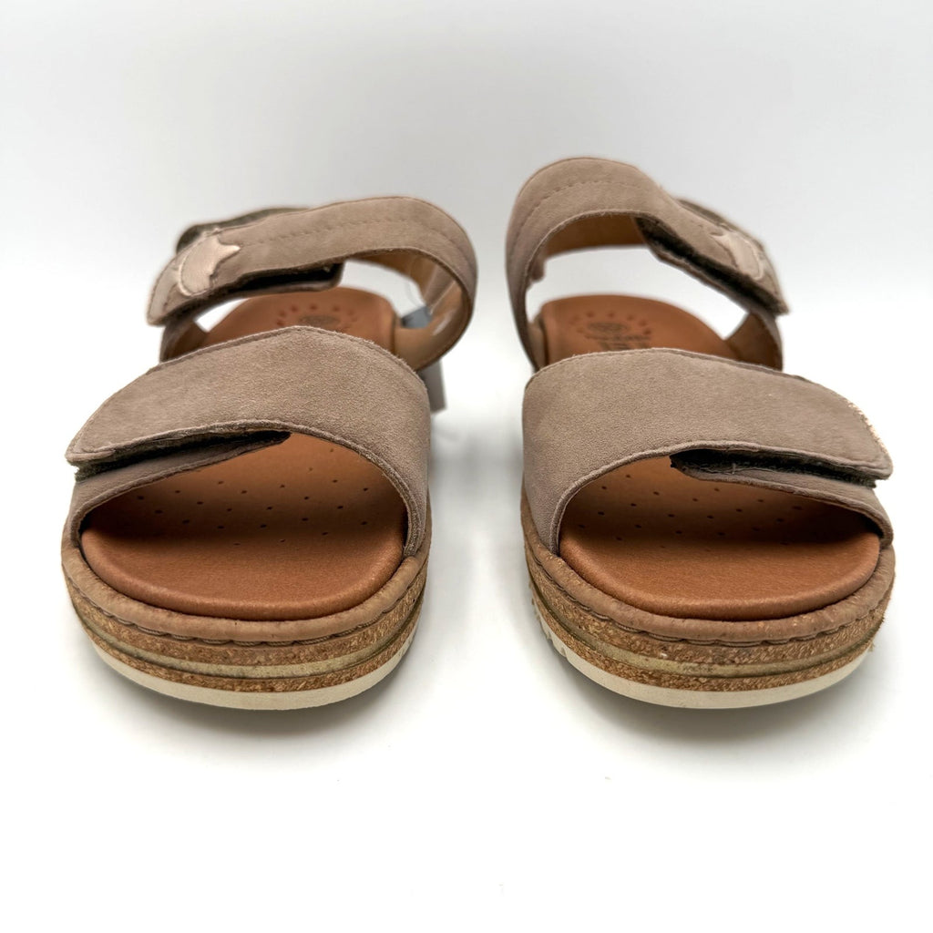 Mobils by Mephisto Womens Riley Wedge Sandals Size 10 EU 40 Light Taupe NIB