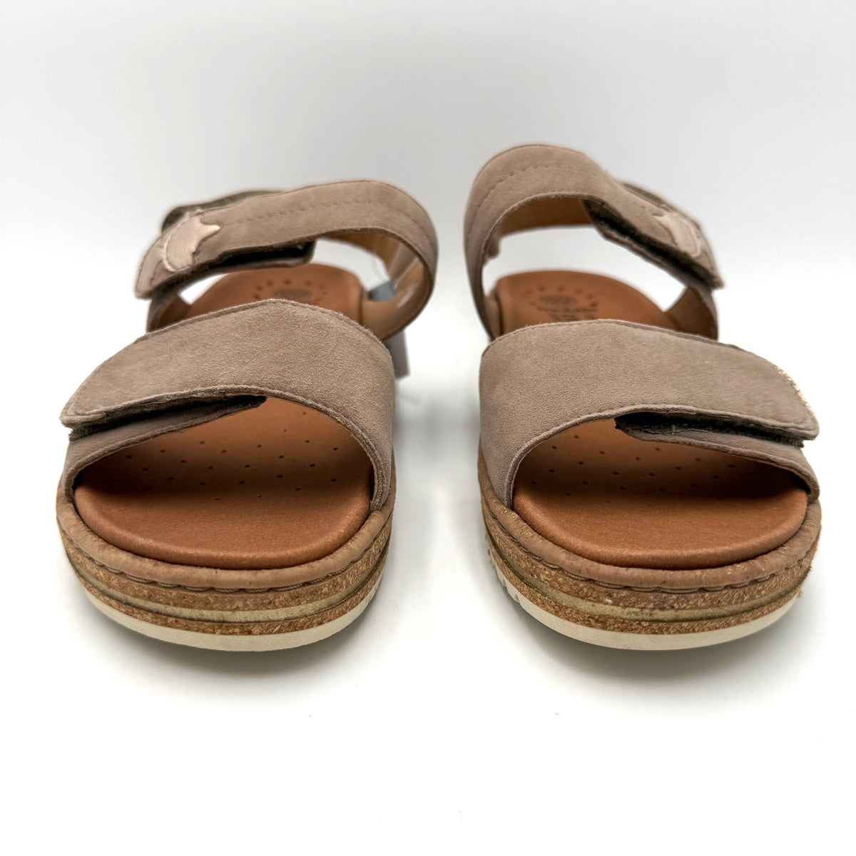 Mobils by Mephisto Womens Riley Wedge Sandals Size 10 EU 40 Light Taupe NIB