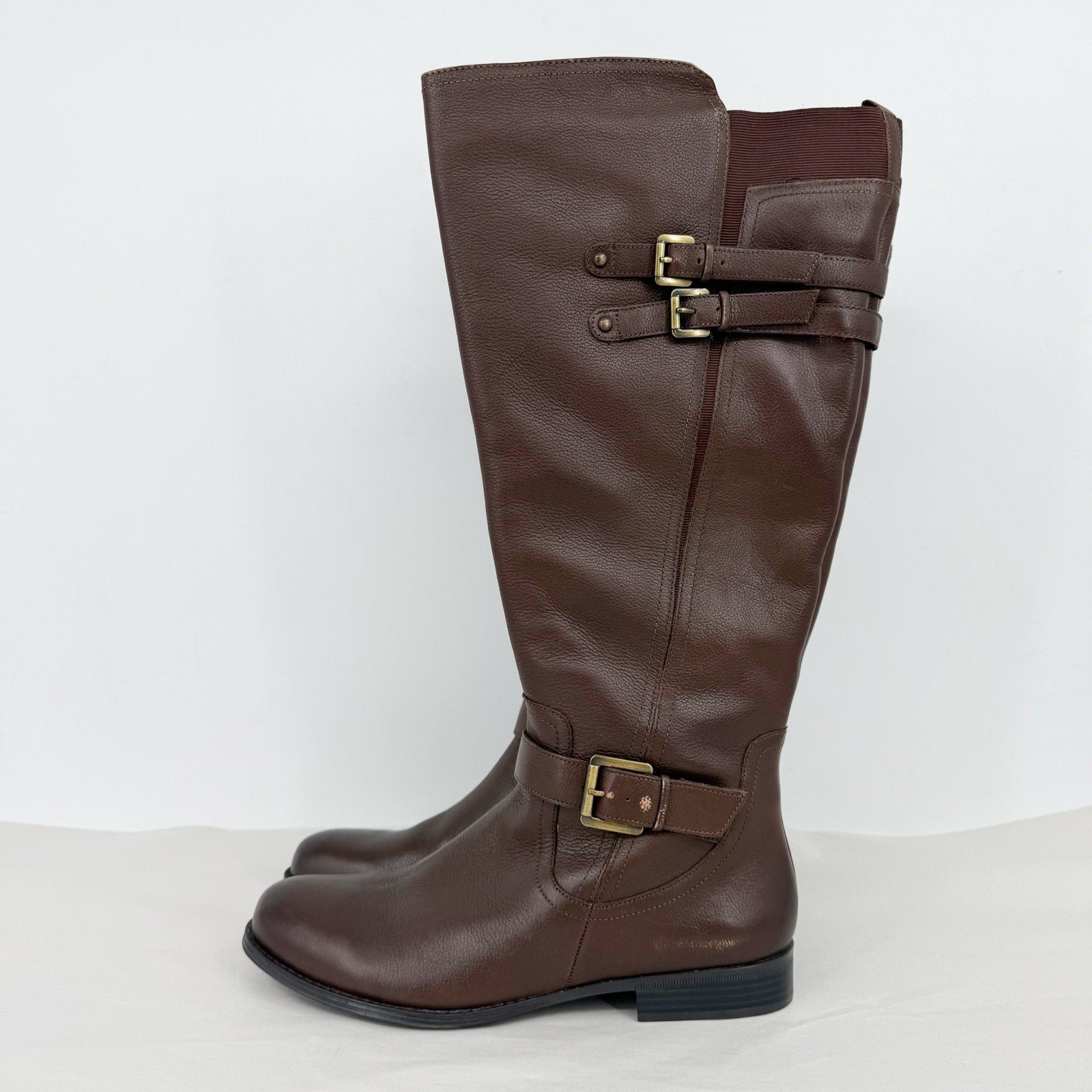 Naturalizer Womens Jessie Knee High Boots US 12 Wide WC Dark Brown Leather NWOB