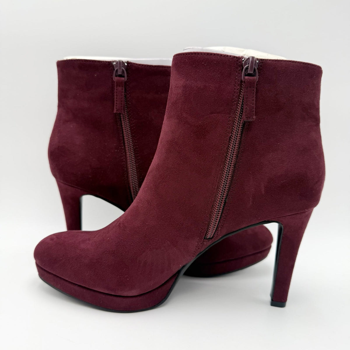 Violet & Red Womens Shelby Platform Ankle Booties SIZE 7.5 Maroon Red NWOB