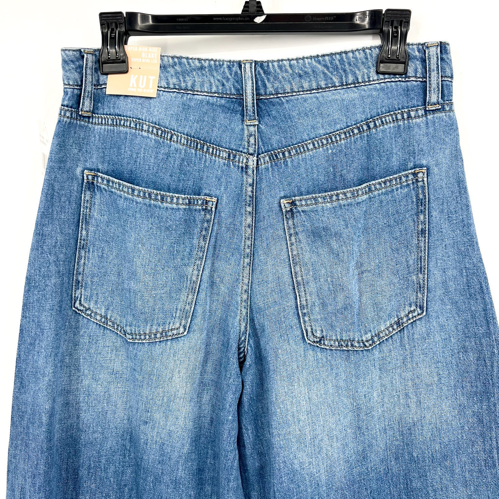KUT FROM THE KLOTH Blake Crop Wide Leg Jeans Size 0 Medium Wash High Rise NWT