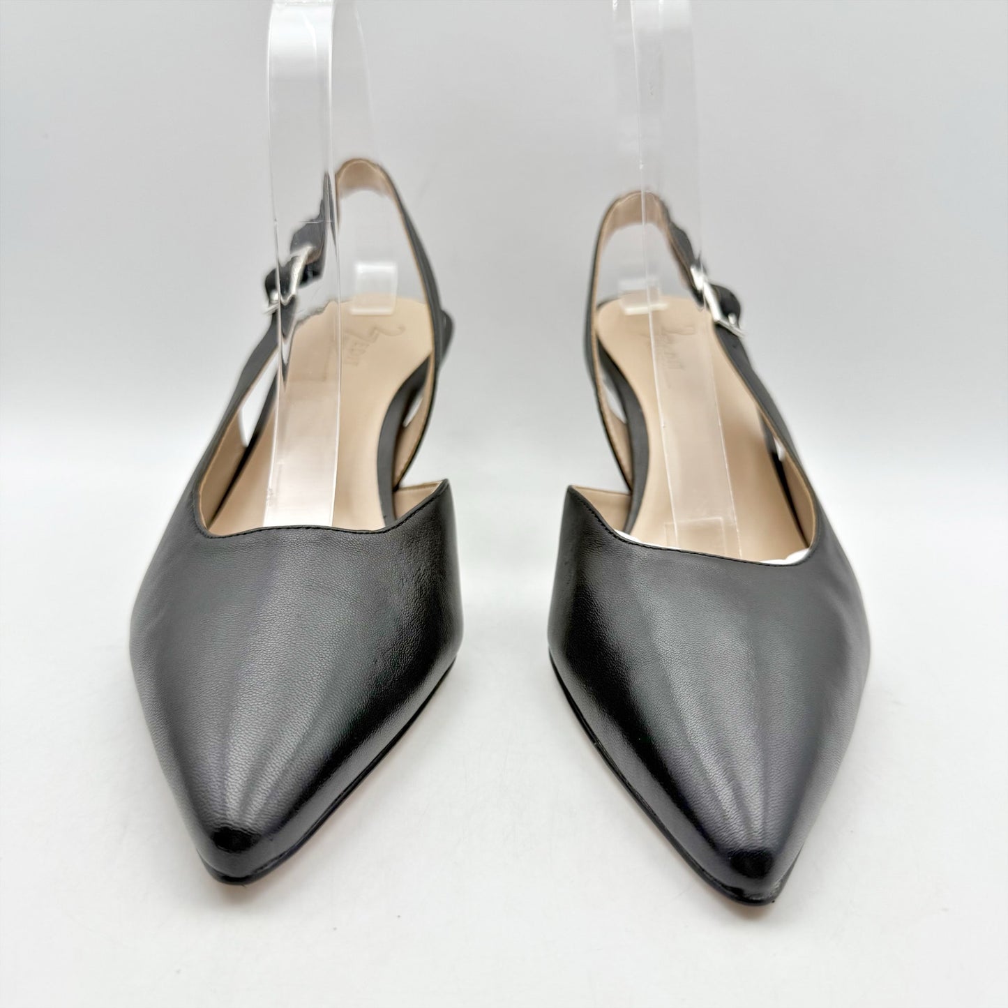 27 EDIT Womens Felicia Slingback Heels US 8.5 M EU 39 Black Leather NIB