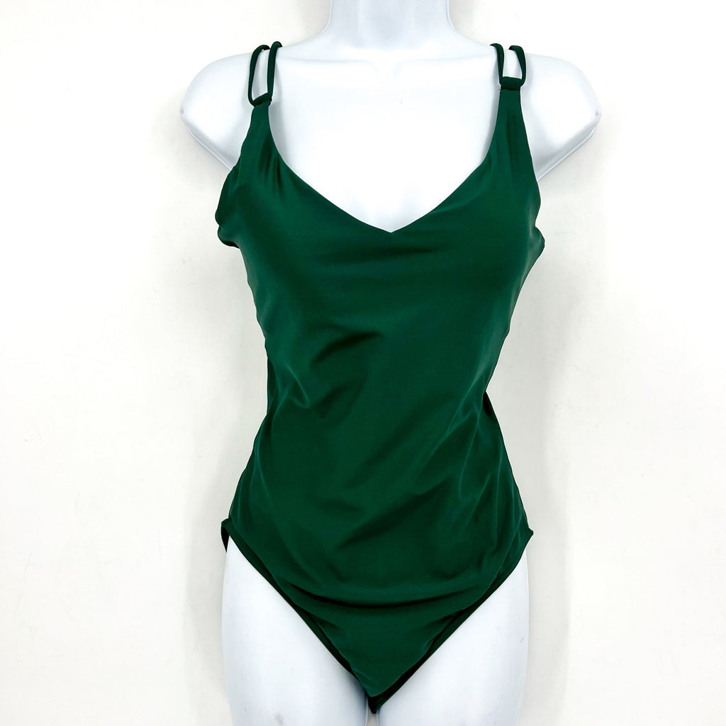 SUNSETS Women's Veronica One Piece Swimsuit Large Island Green Criss-Cross NWT