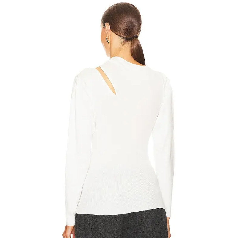 BCBGENERATION Women's Cutout Sweater Small White Marshmallow Small NWT