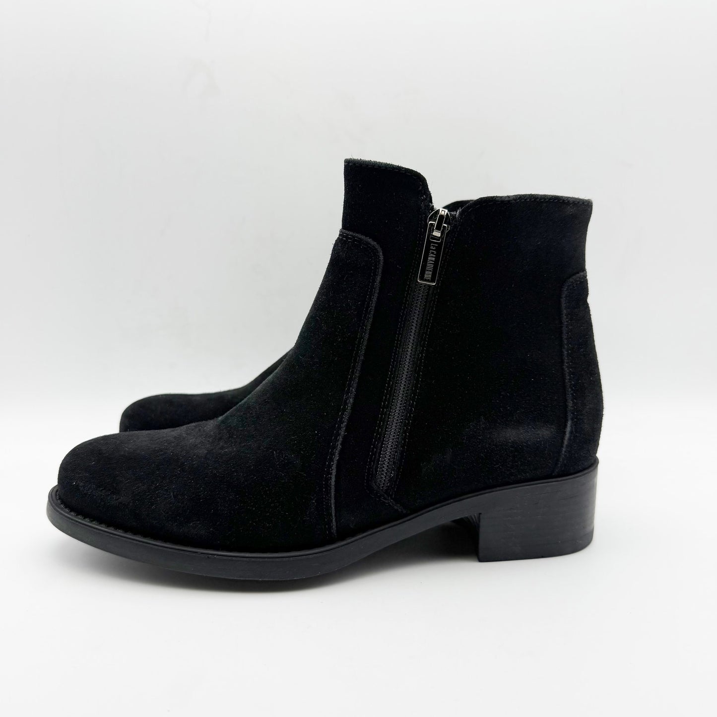 La Canadienne Womens Saria Booties US 6.5 Black Suede Waterproof Dual Zip NWOB