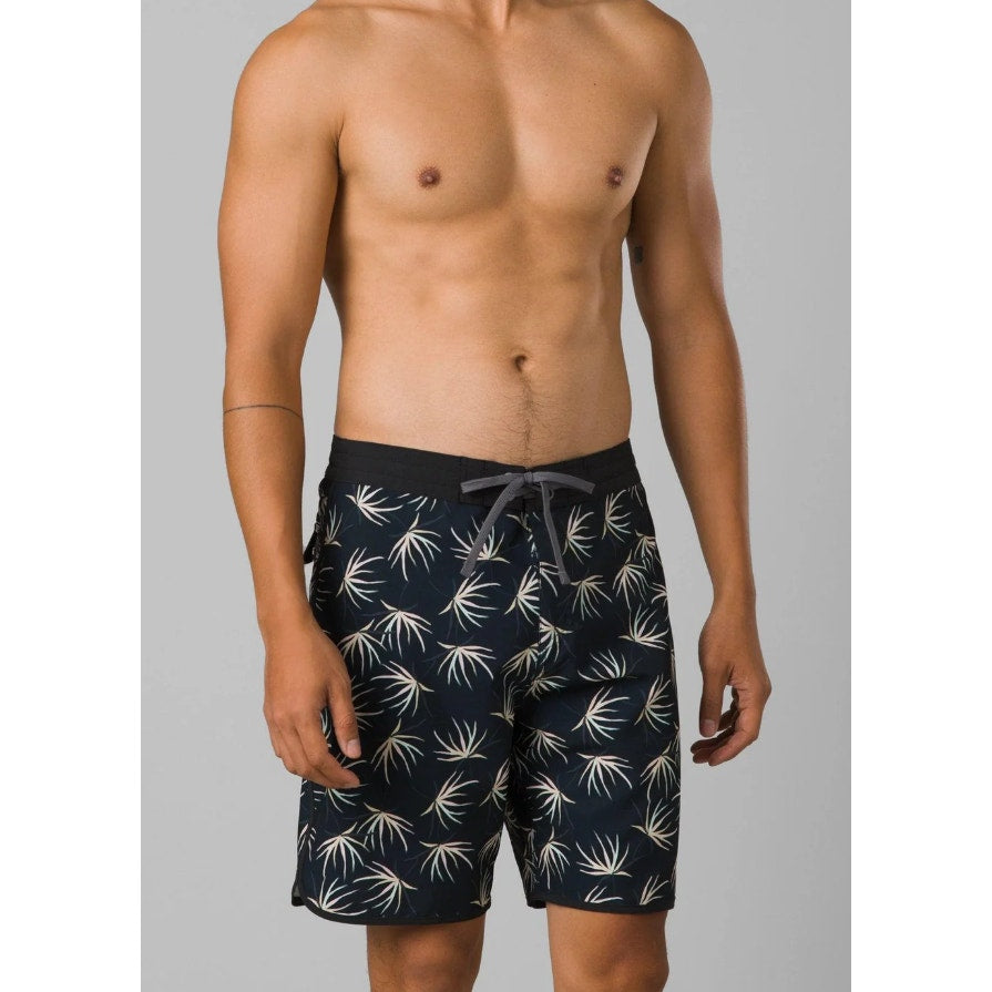 PRANA Men's Vintage Boardshort Size 40 Black Bloom 6" Inseam Drawstring NWT