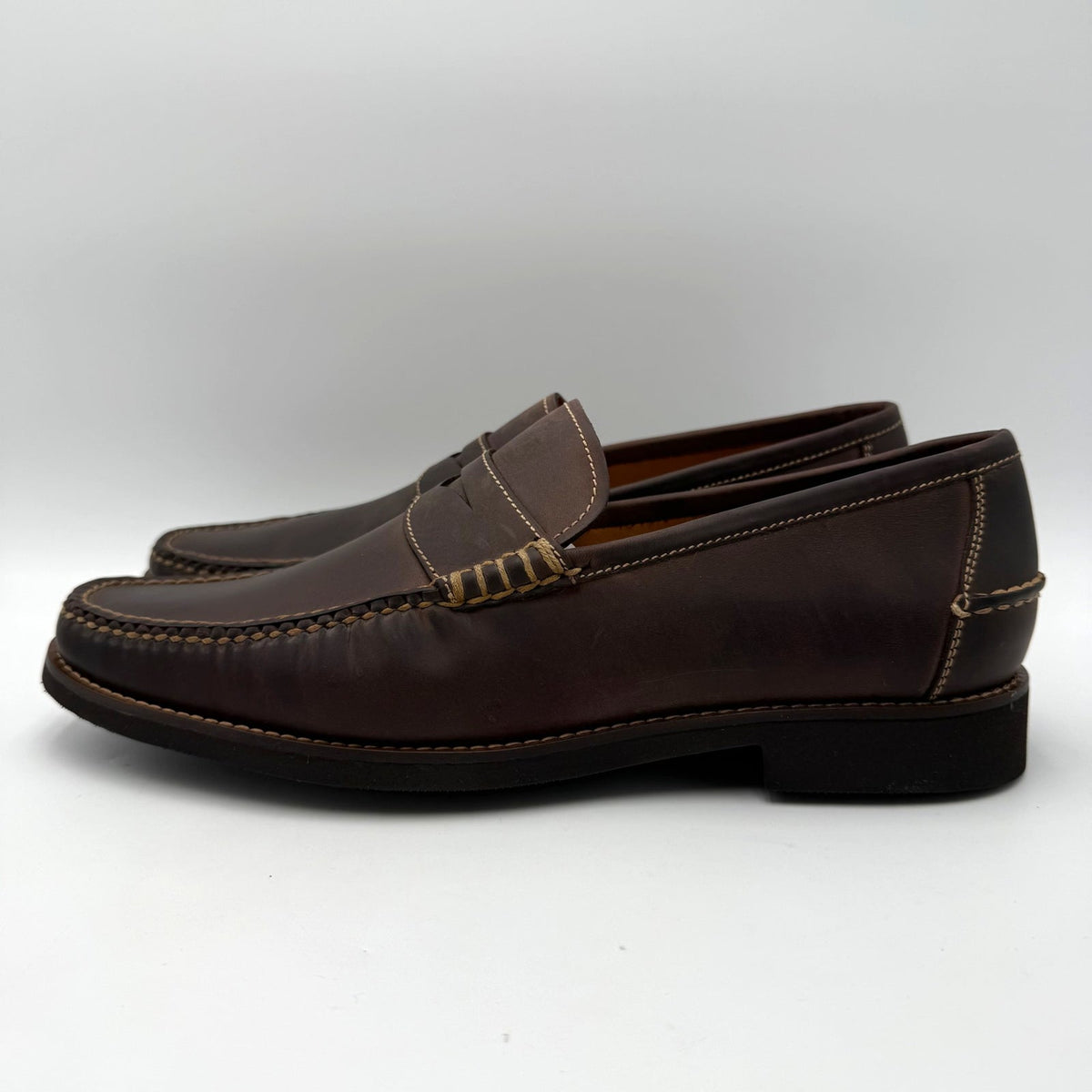 Peter Millar Mens Handsewn Penny Loafers Size 10 Chocolate Brown Leather NIB