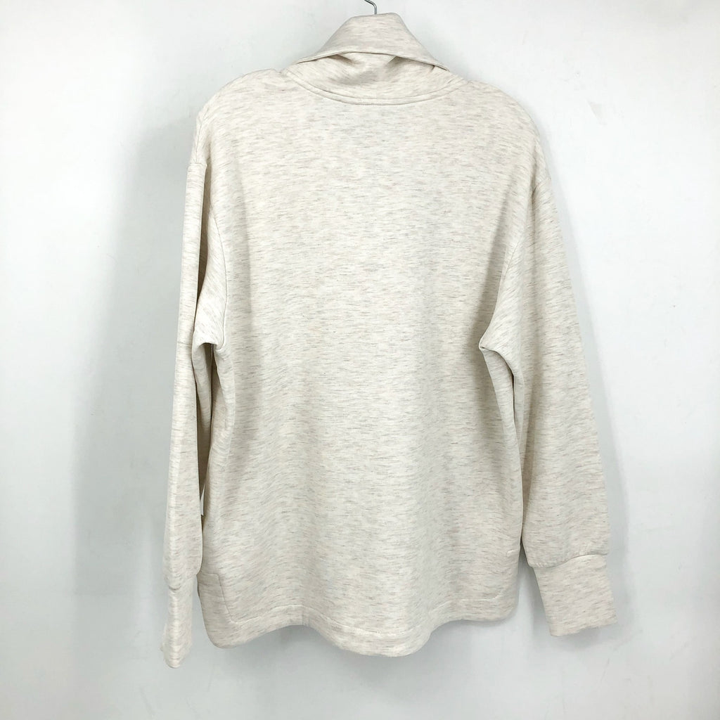VARLEY Women's Raleigh Zip-Through Sweatshirt Medium Ivory Marl DoubleSoft NWOT