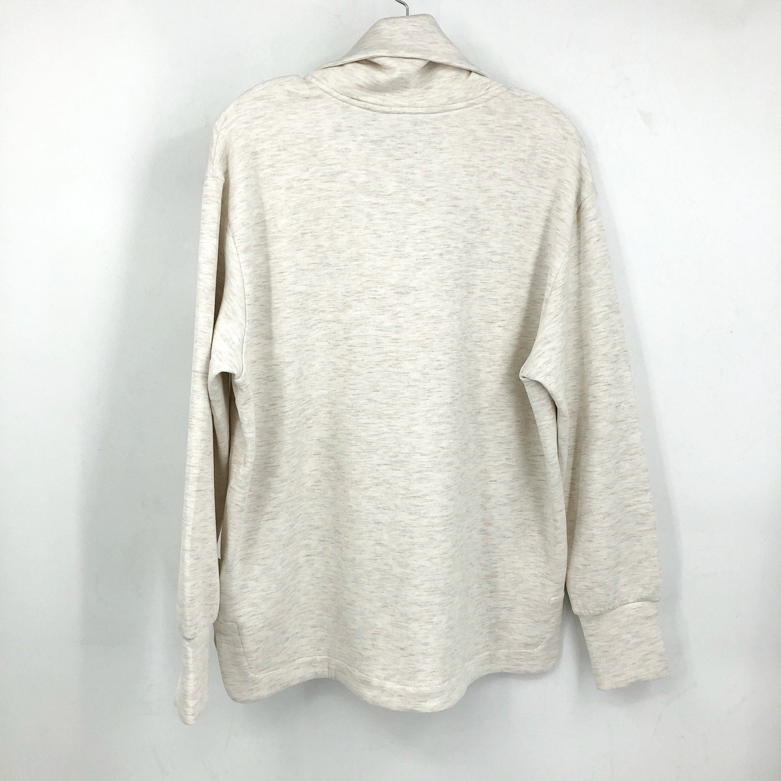 VARLEY Women's Raleigh Zip-Through Sweatshirt Medium Ivory Marl DoubleSoft NWOT