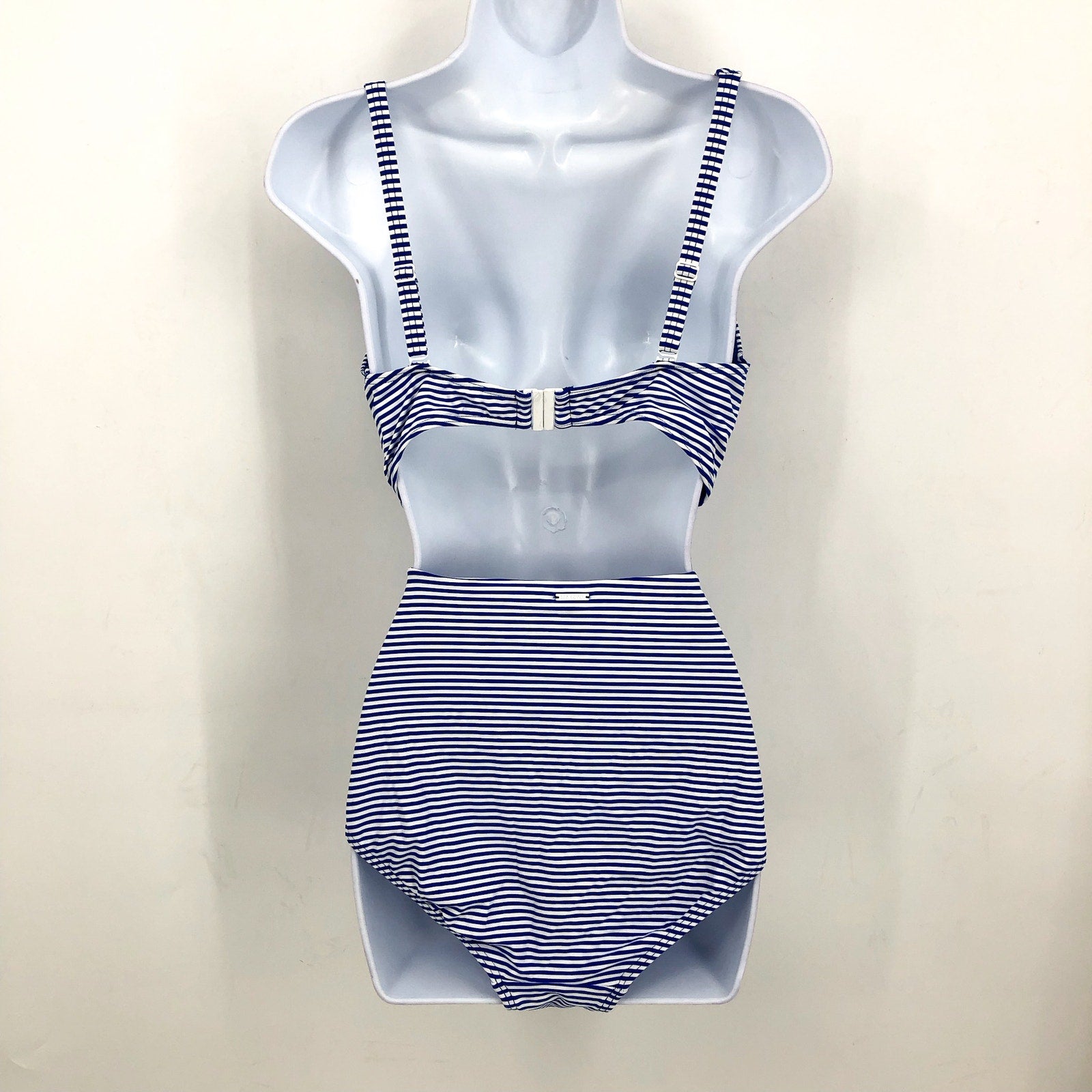 SEA LEVEL SWIM Standard Varsity Bikini Set Top US 10 Bottom US 12 Blue White NWT