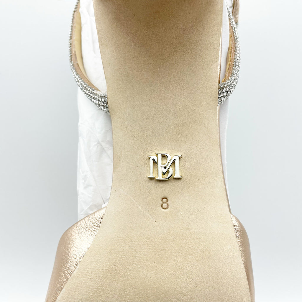 Badgley Mischka Womens Infinity II Heel Sandals US 8 EU 38.5 Champagne Pink NIB