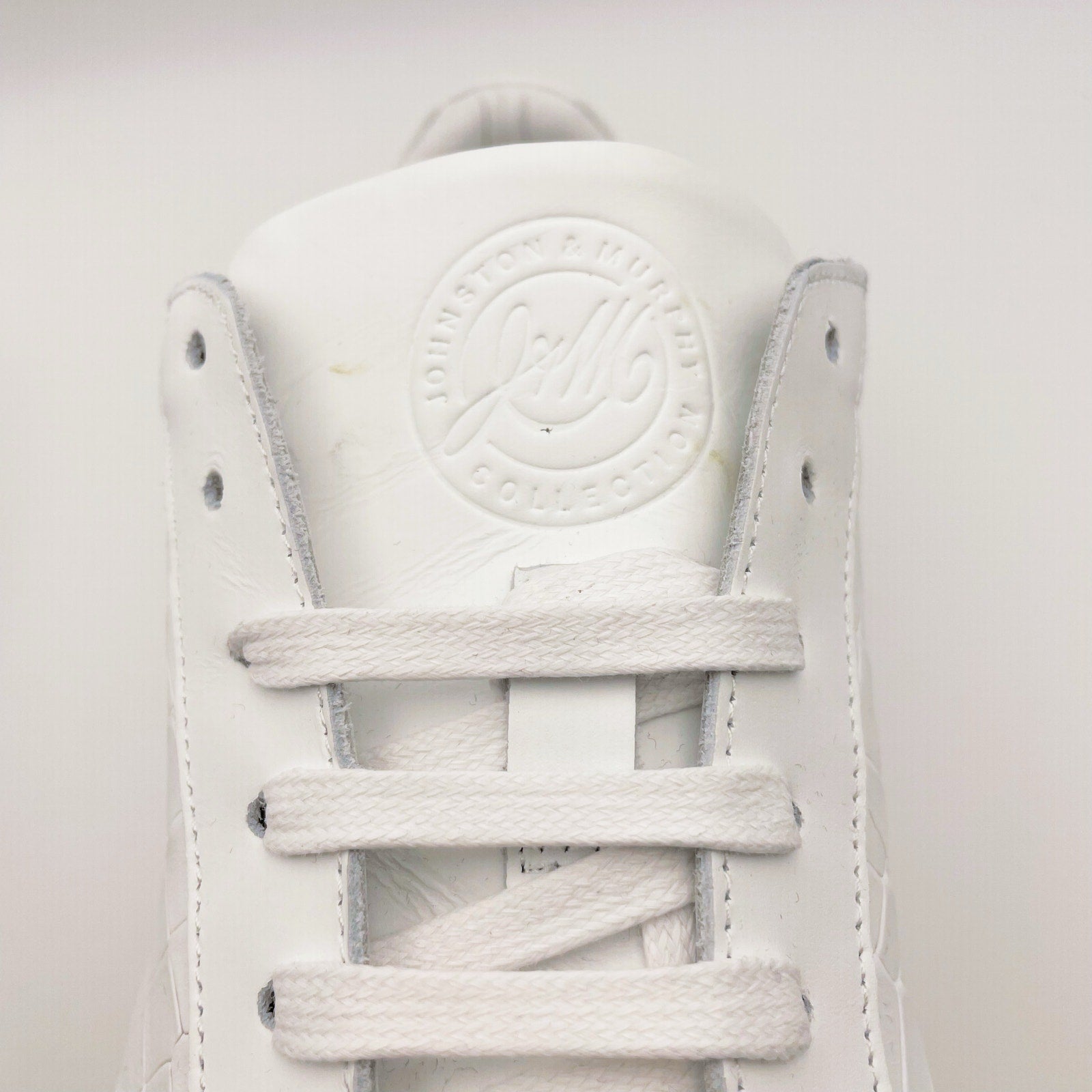 Johnston & Murphy Mens Jake Lace to Toe Casual Sneakers US 8.5 White Leather NIB