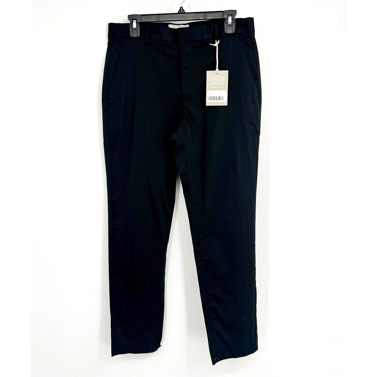 EVERLANE Mens The Air Chino Pants 31x30 Black Stretch Cotton Poplin Slim Fit NWT