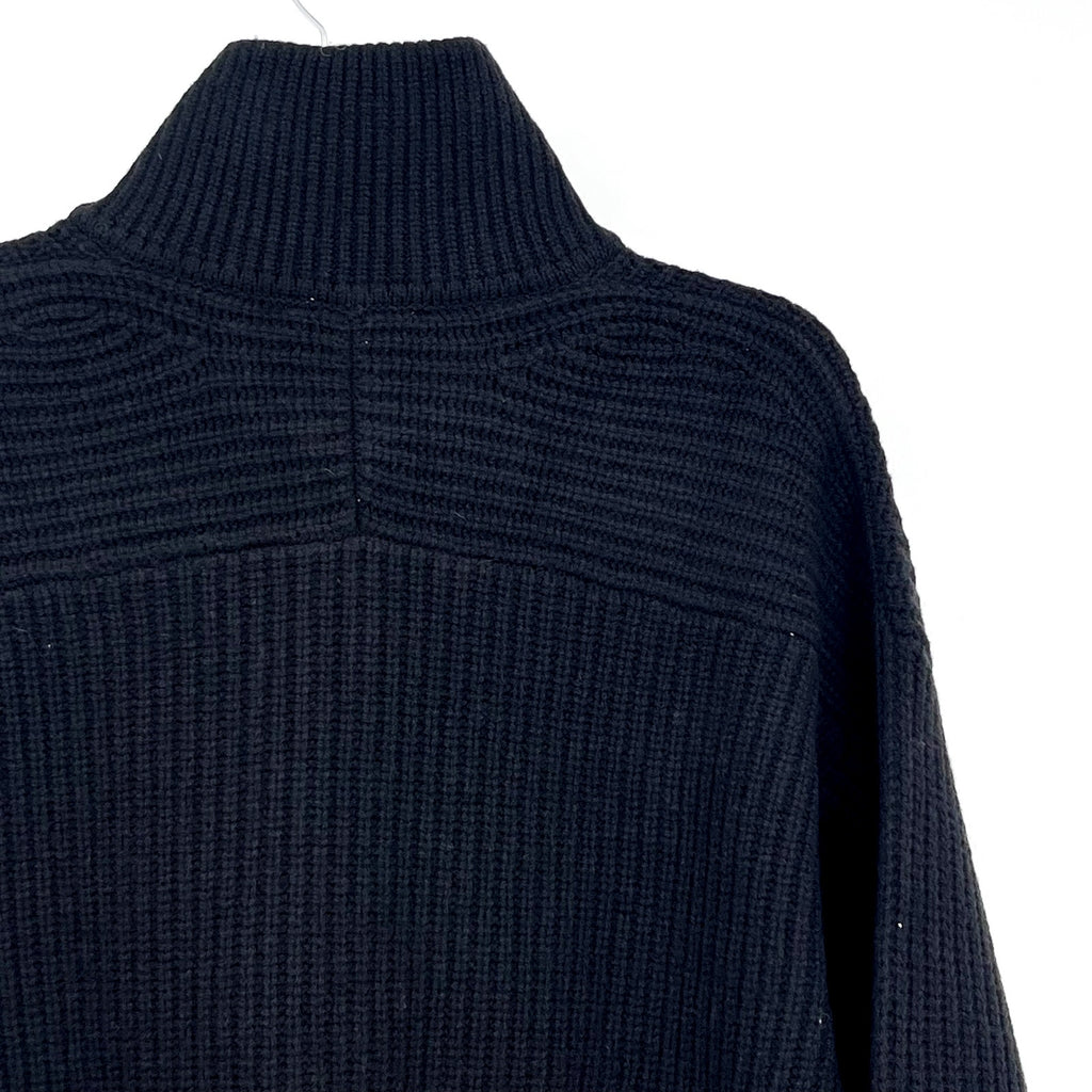 EVERLANE Women's The Half-Zip Sweater Small Luxe Merino Black Long Sleeve NWT