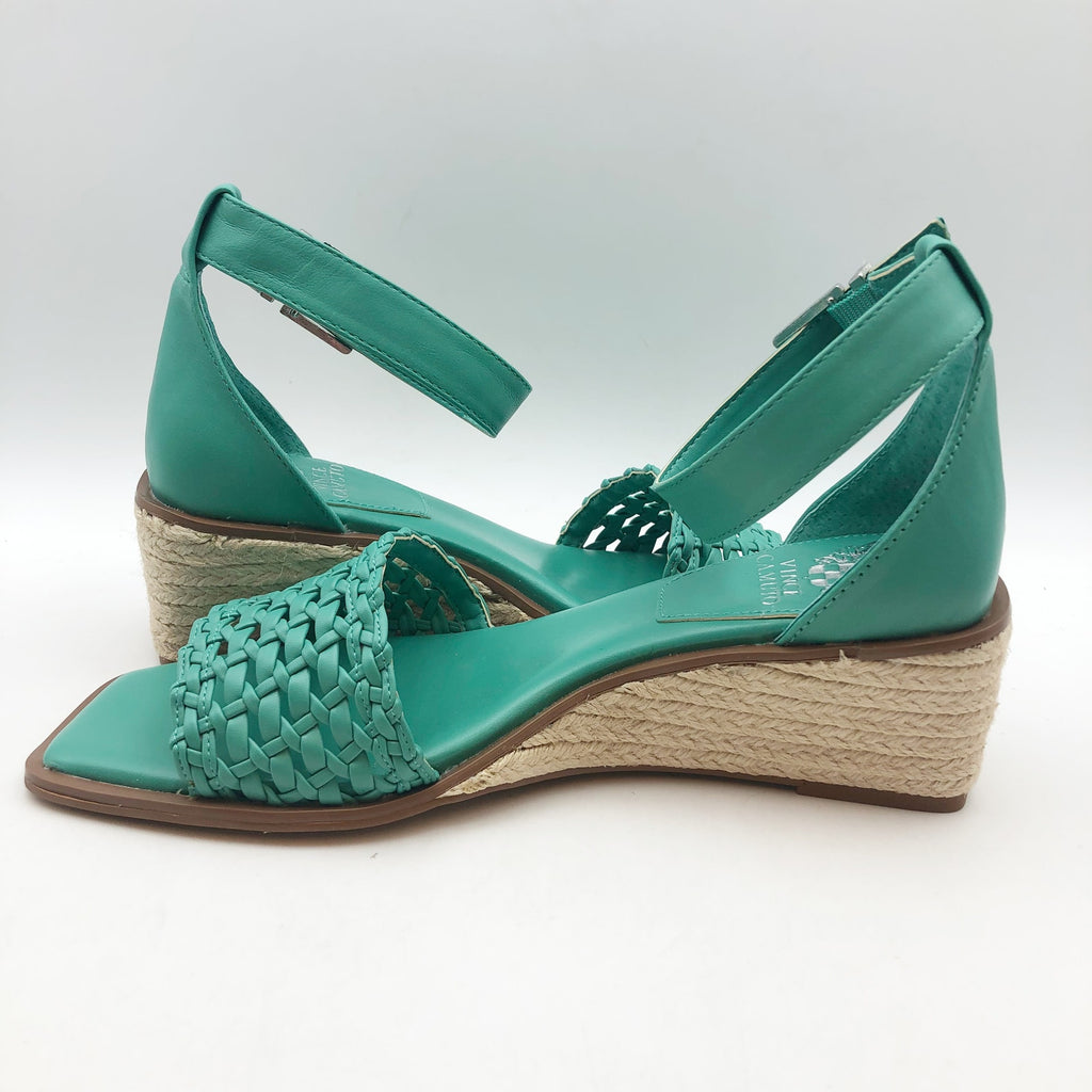 Vince Camuto Womens Bretandi Espadrille Wedge Sandals Size 7.5 Blue Green NIB