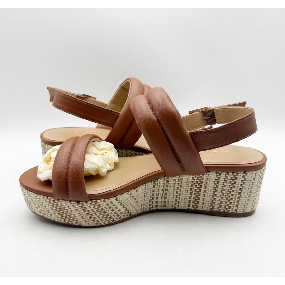 Violet & Red Womens Casey Wedge Sandal Size 7.5 Brown Tan Leather Platform NWOB
