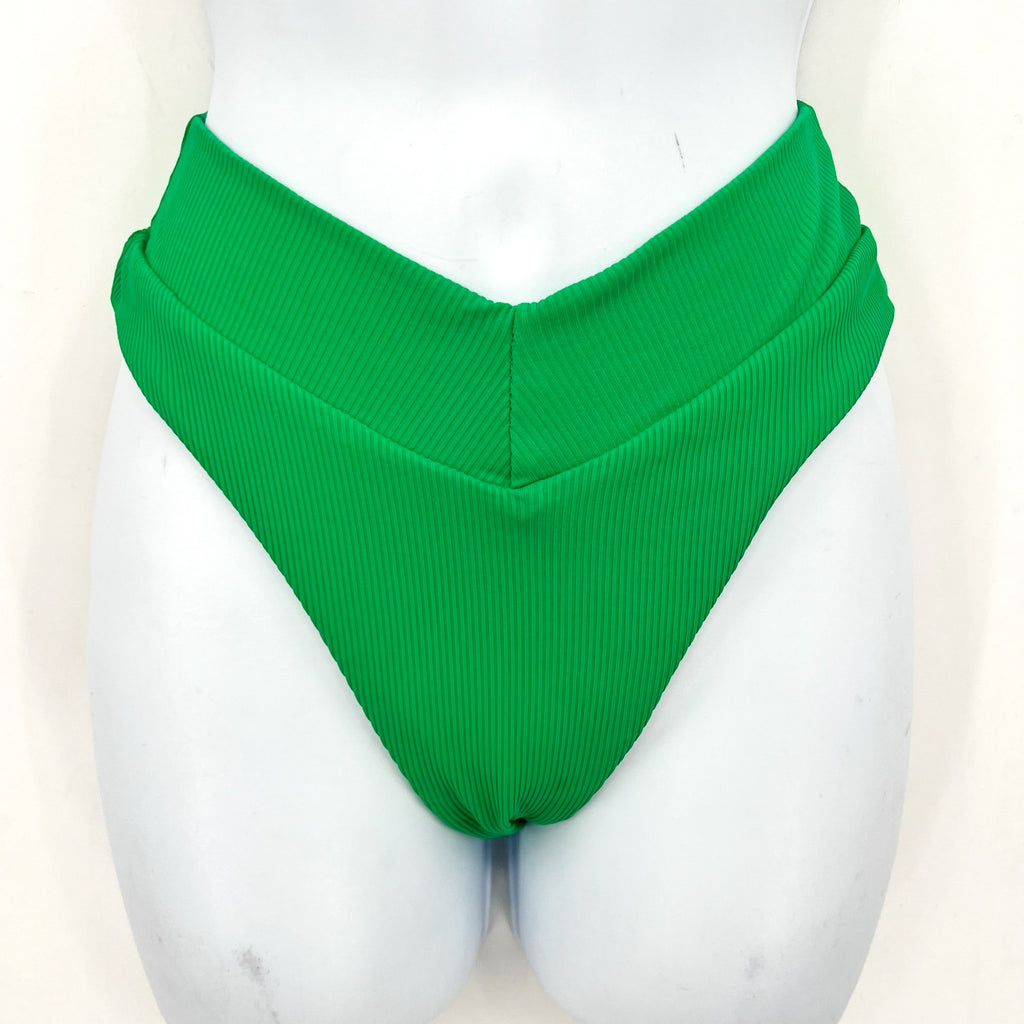 BECCA Modern Edge Elise French Cut Bikini Bottom Small Verd Green High-Waist NWT