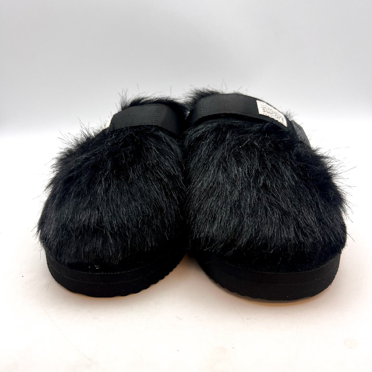 SUICOKE Womens Zavo Faux Fur Slide Clogs Size 7 EU 36 Black Faux Fur NWOB