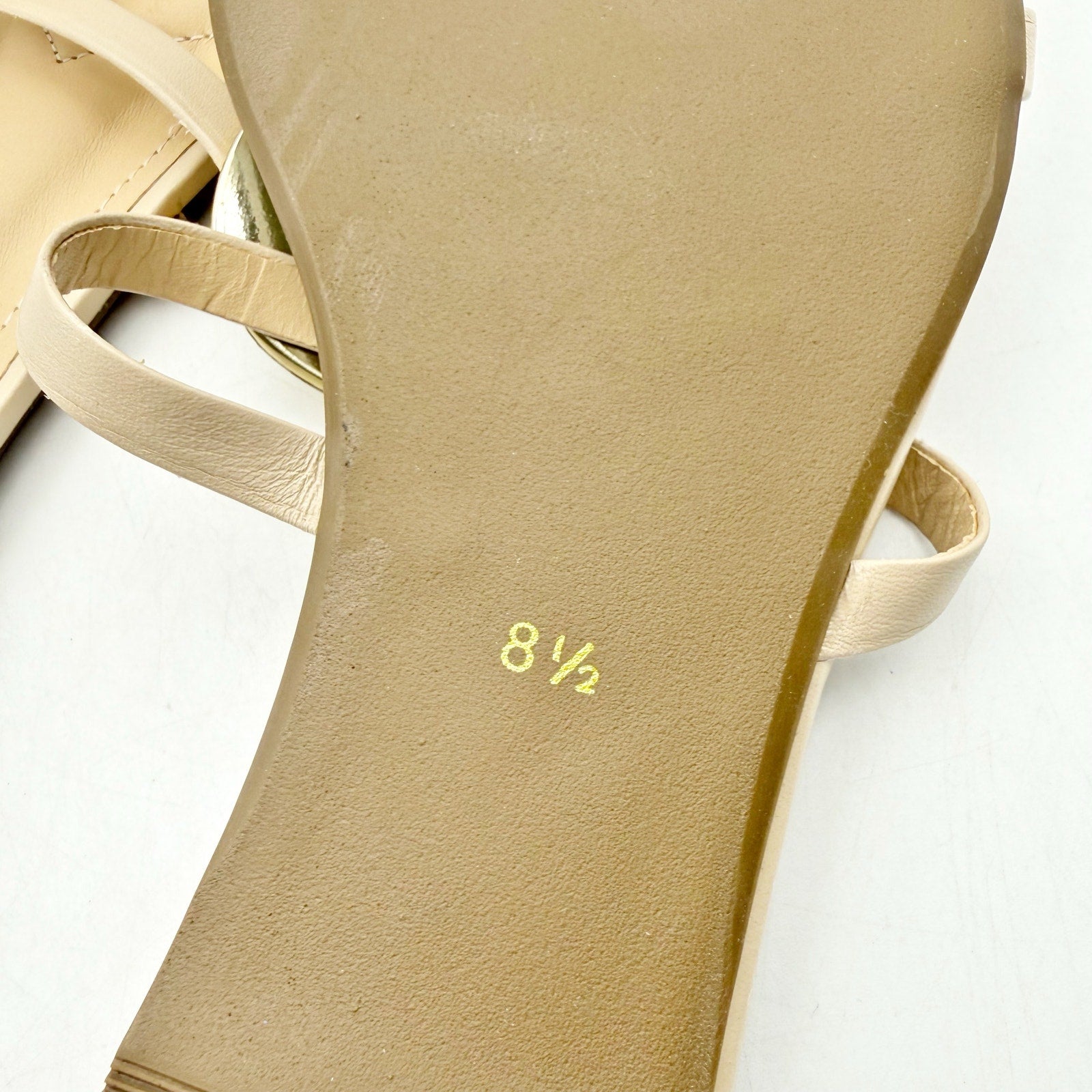 Cecelia New York Womens Mig Slide Sandals US 8.5 Nude Beige Gold Leather NWOB
