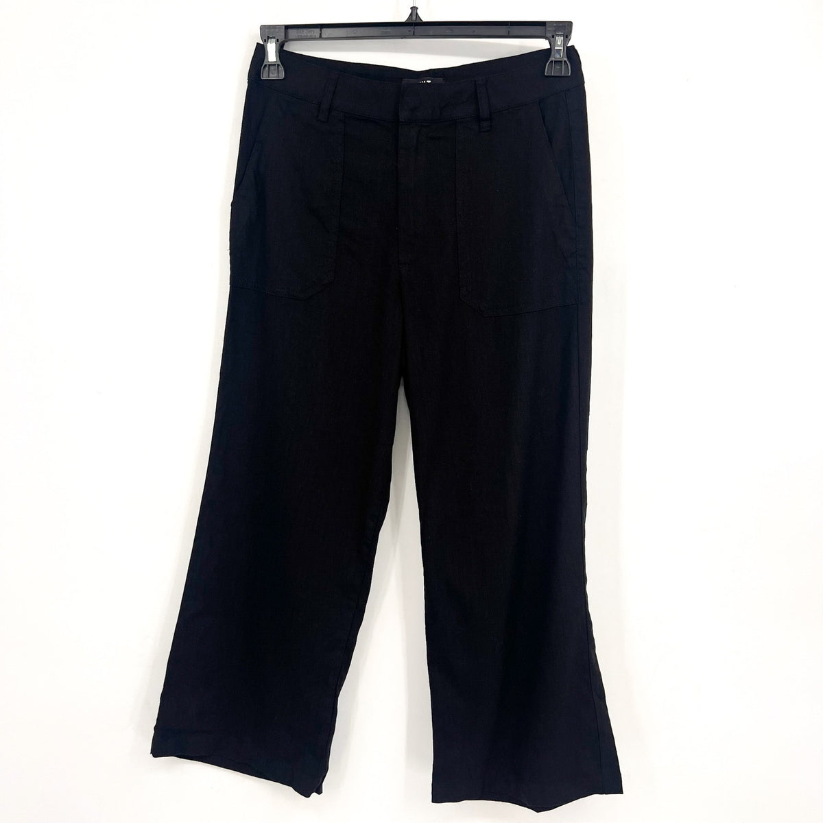 KUT FROM THE KLOTH Topaz Crop Wide Leg Pants Size 4 Petite Black Linen NWOT