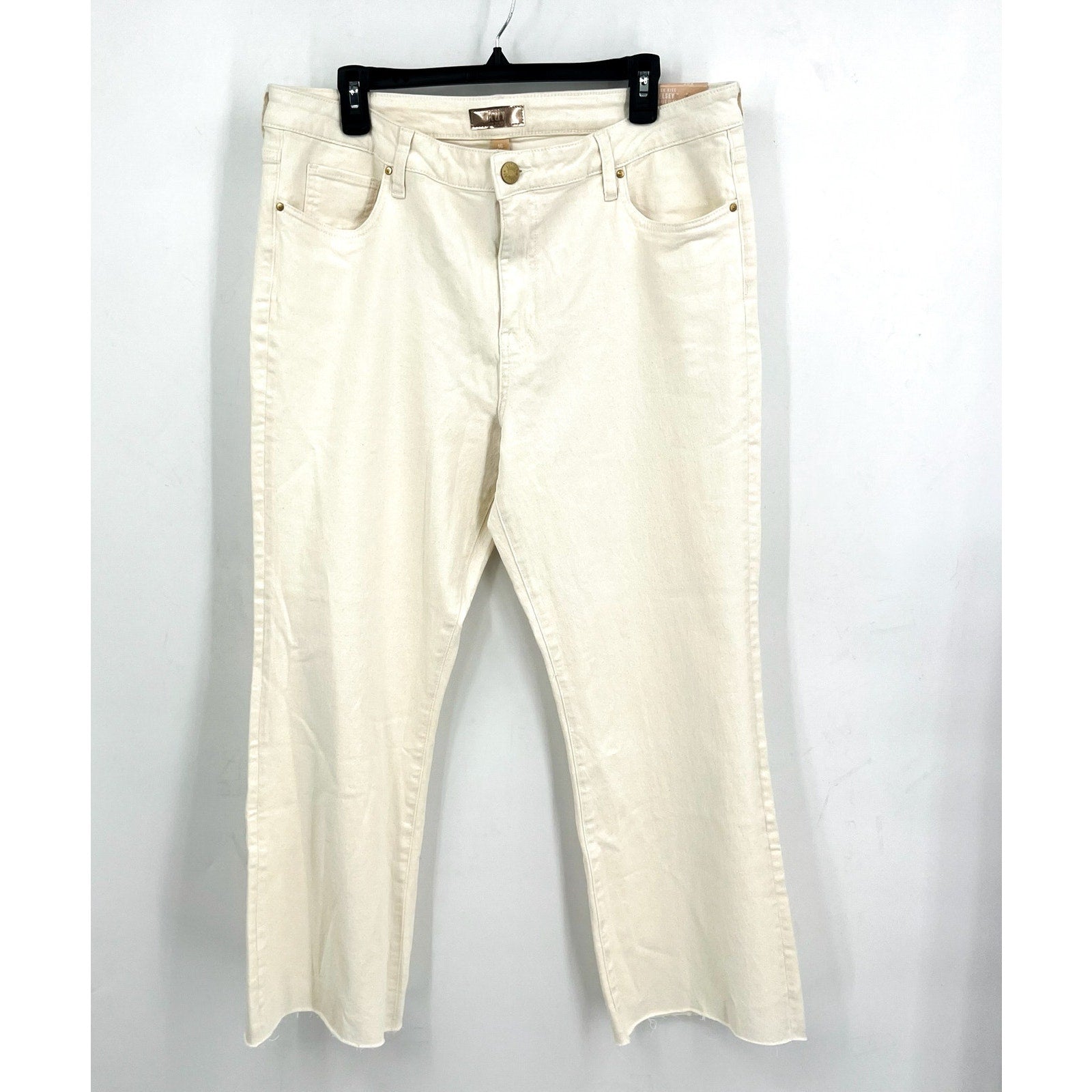 KUT FROM THE KLOTH Kelsey Ankle Flare Jeans Size US 16 Ecru Cream Denim NWT