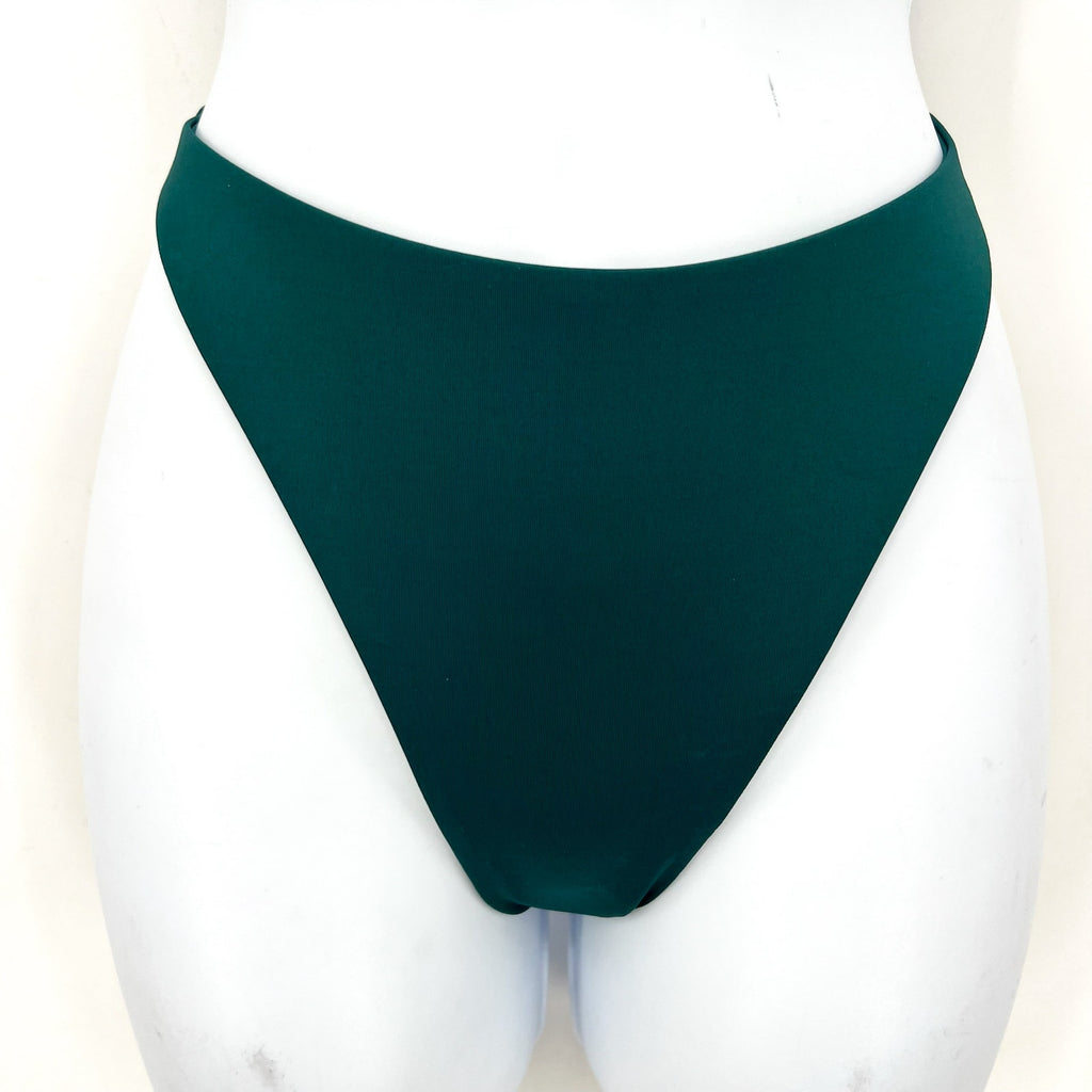 L*SPACE Women's Leilani Bitsy Bikini Bottom Medium Deep Teal Green High Leg NWT