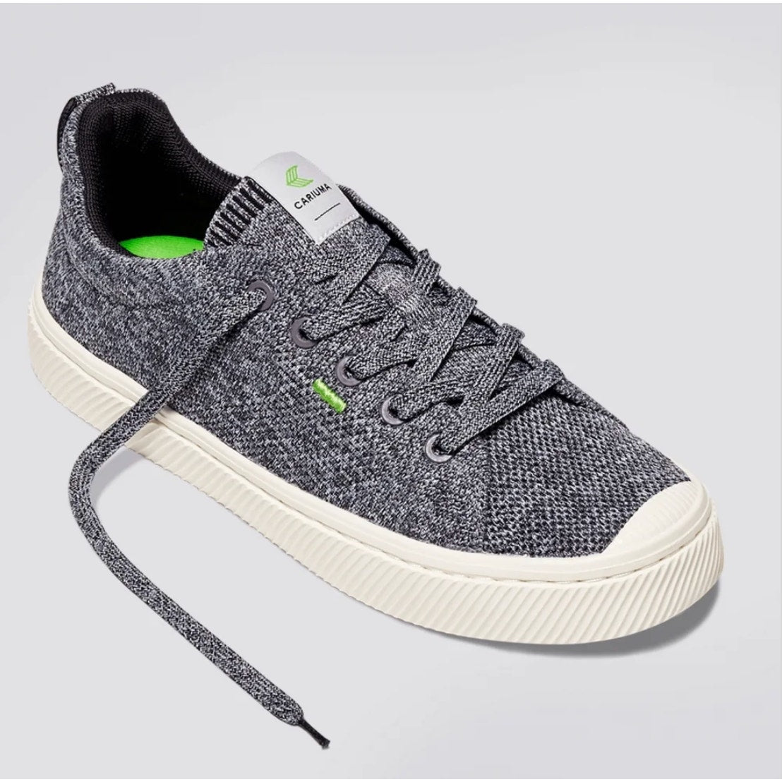 Cariuma Womens IBI Low Sneakers Size 8.5 Stone Grey Bamboo Knit Casual NIB