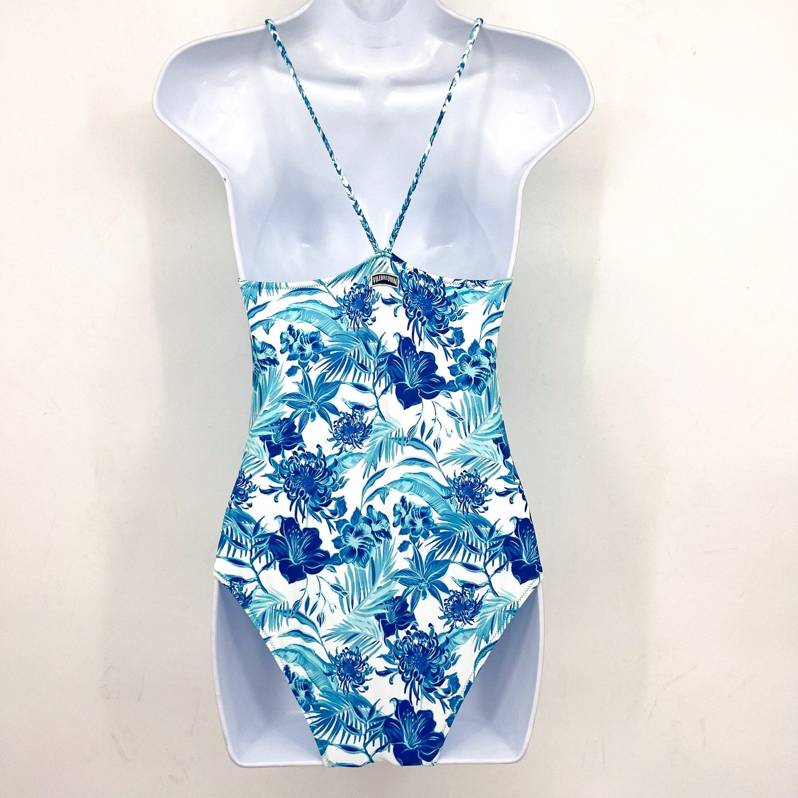 VILEBREQUIN Girl's Tahiti Flowers One Piece Swimsuit 14 ANS White Blue Print NWT