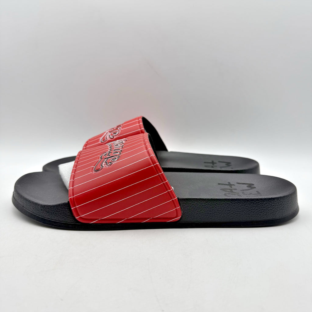 73 Studio Mens Chicago Sandals US 10 EU 43 Red Black Slides Rubber NWOB