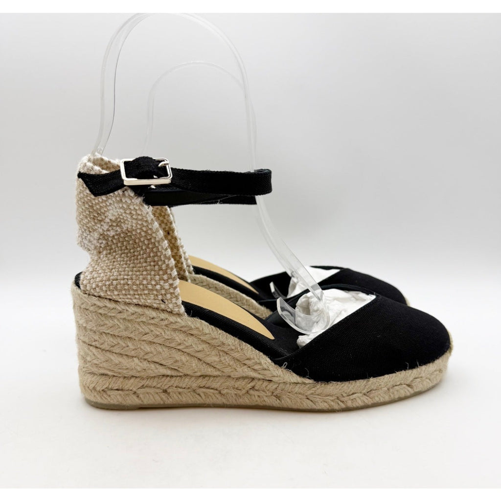 CASTANER Womens Chiarita Wedge Espadrilles Size 6.5 EU 37 Black 60 mm Heels NIB