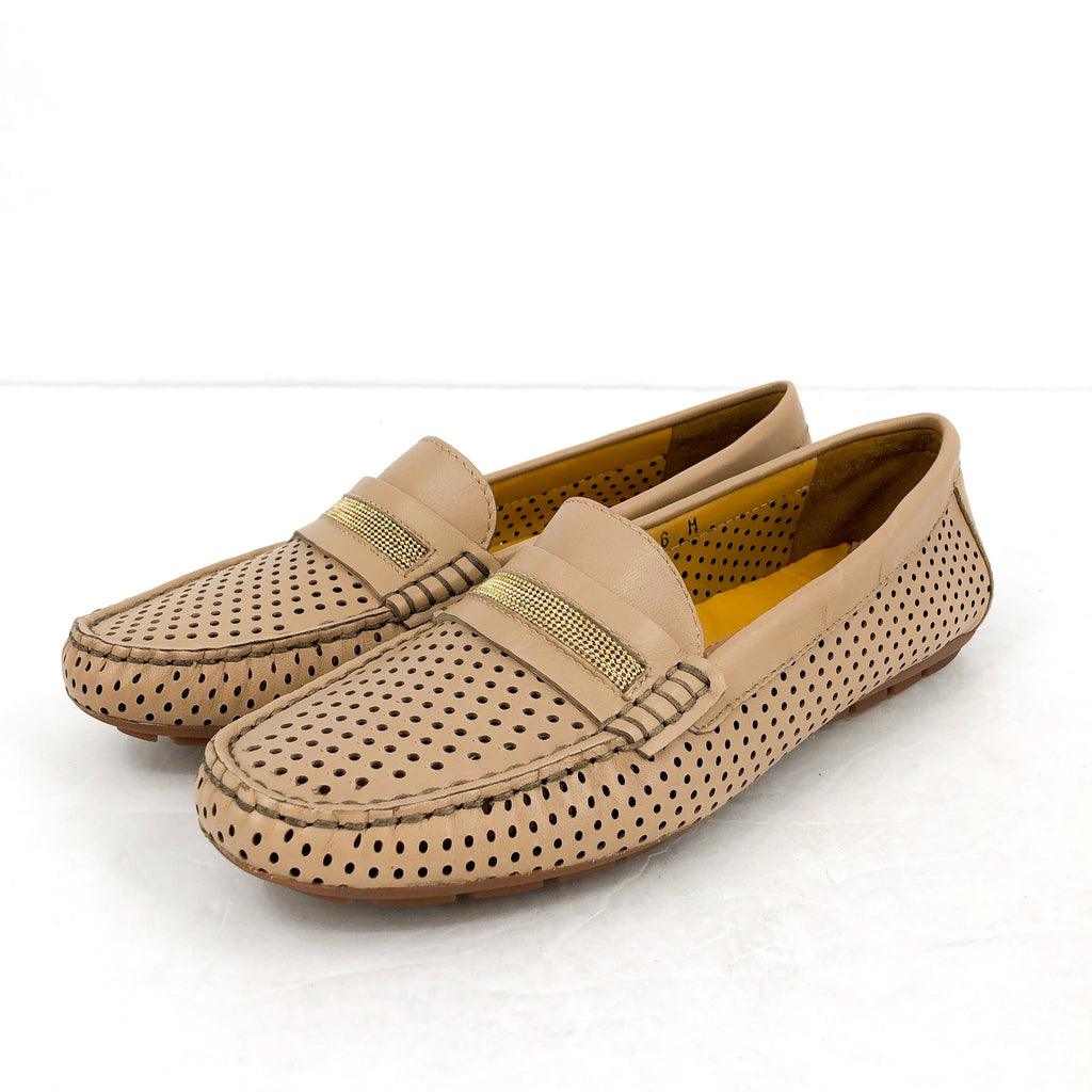 Vaneli Womens Acris Driving Loafers SIZE 6 M EU 36.5 Nude Tan Leather NIB