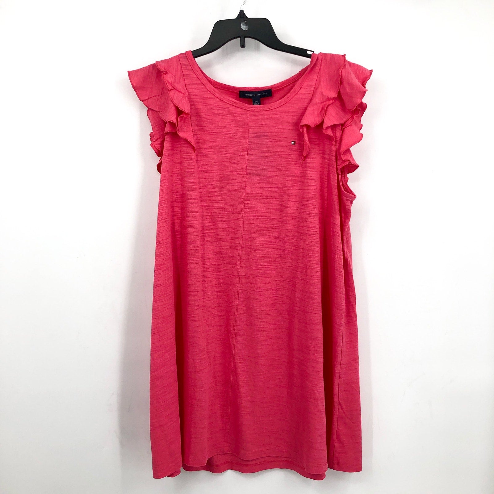 TOMMY HILFIGER Women's Knit Dress Large Pink Short Sleeve Cotton Modal NWT