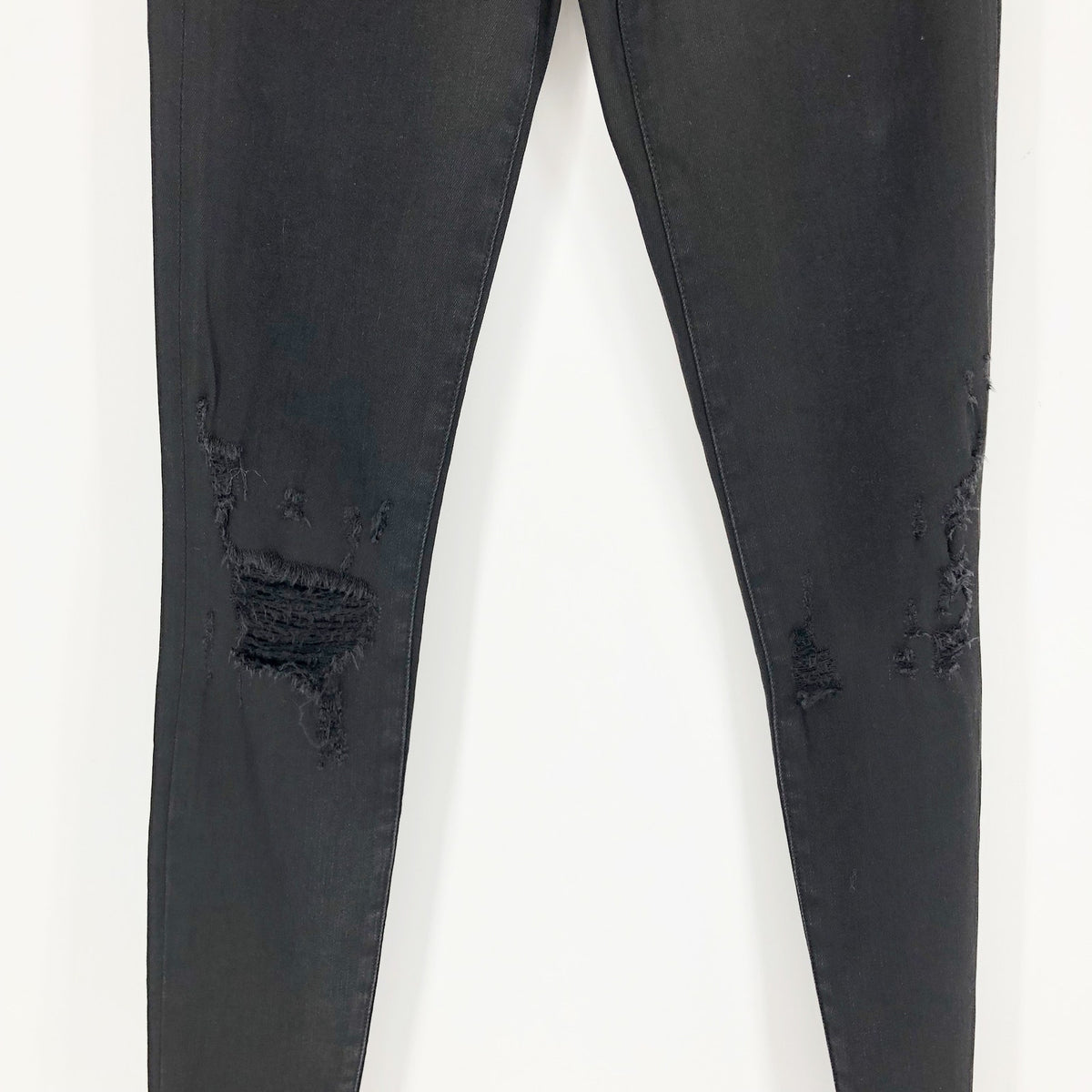 FRAME Womens Le High Skinny Jeans Size 25 US 2 Brisbane Black Raw Hem NWT