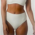 PRANA Women's Aurelia Bikini Bottom Large White Horchata Ottoman High Waist NWT