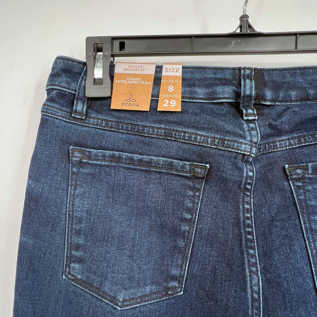 Prana Womens Sienna Skinny Jeans 29x31 US 8 Deep Blue Stretch Denim Mid Rise NWT