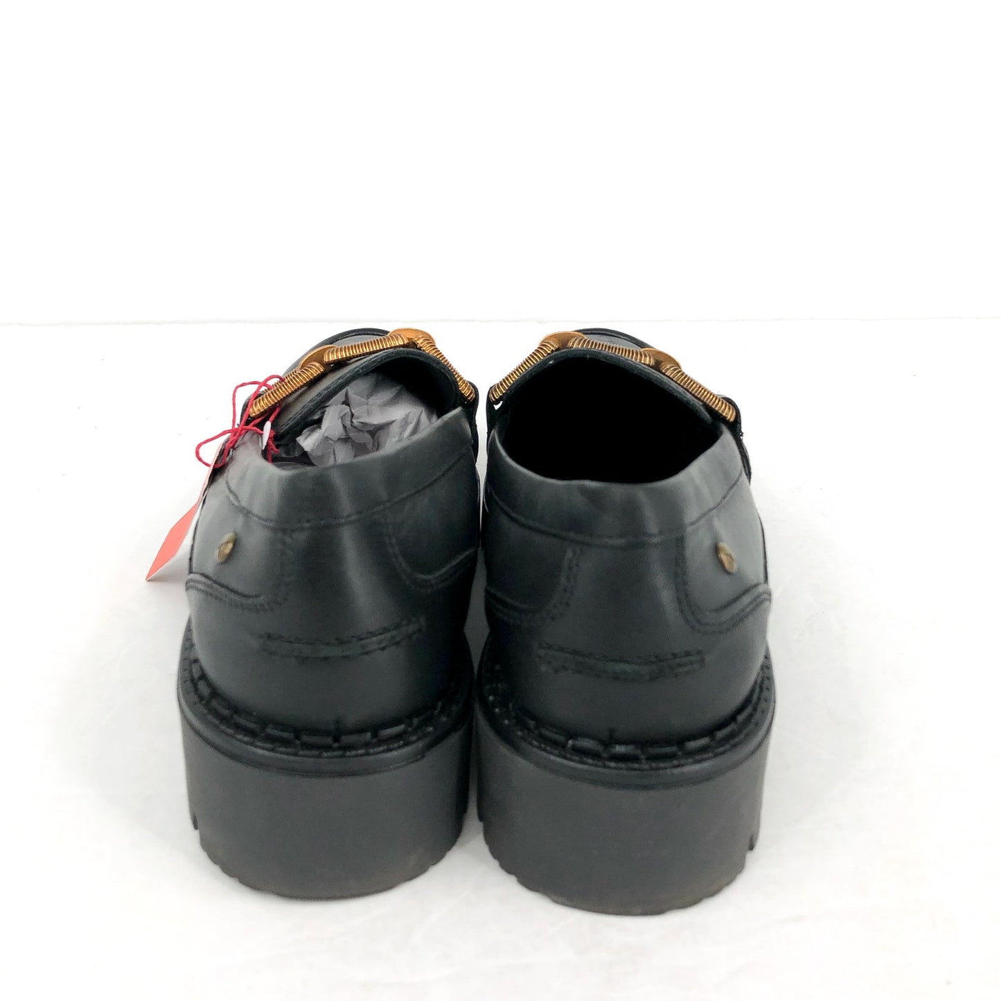 PIKOLINOS Women Aviles Platform Loafer EU 39 US 8.5 Black Leather Chain Link NIB